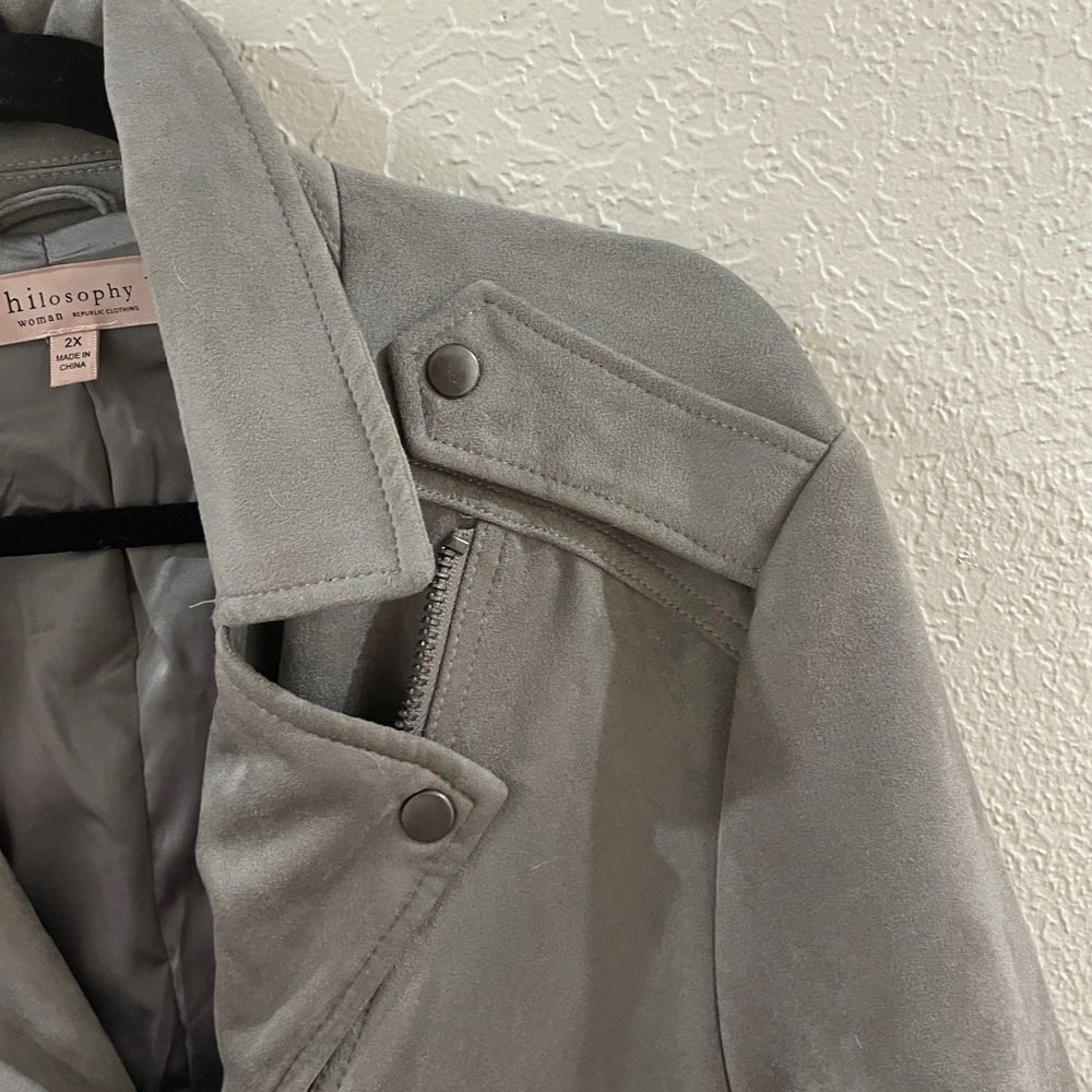 Beautiful Gray “Micro-Suede” Jacket Philosophy 2x - image 3